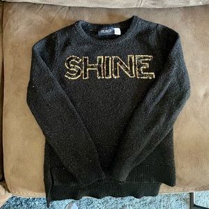 Children’s Place Black & Gold fuzzy sweater!